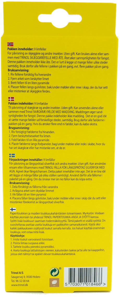 Skægkræfælde / sølvfisk fælde - limfælder, 9 stk.